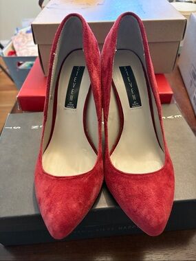 Steven By Steve Madden Burgundy Suede Pointed-Toe Pumps